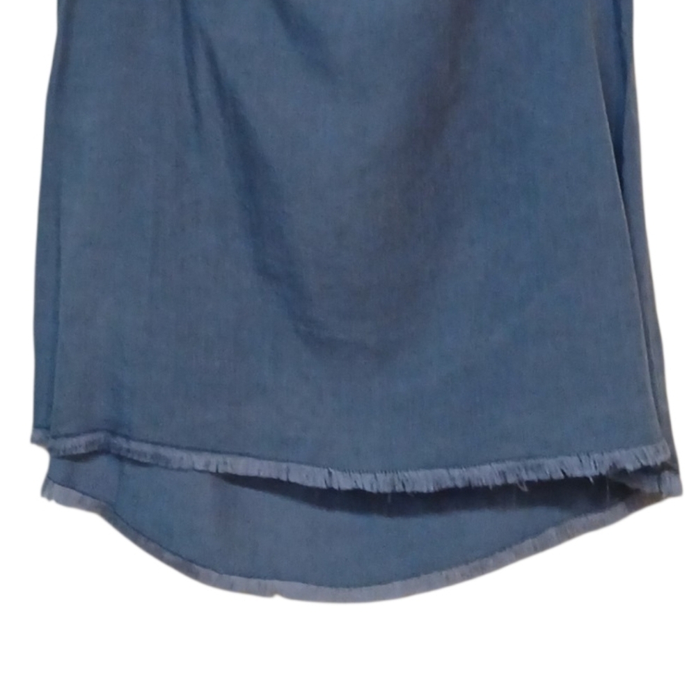 KUT- NWOT Blue Cold Shoulder Blouse W/Fringe Along Hem & Sleeve, Matching Lace. - Picture 7 of 10